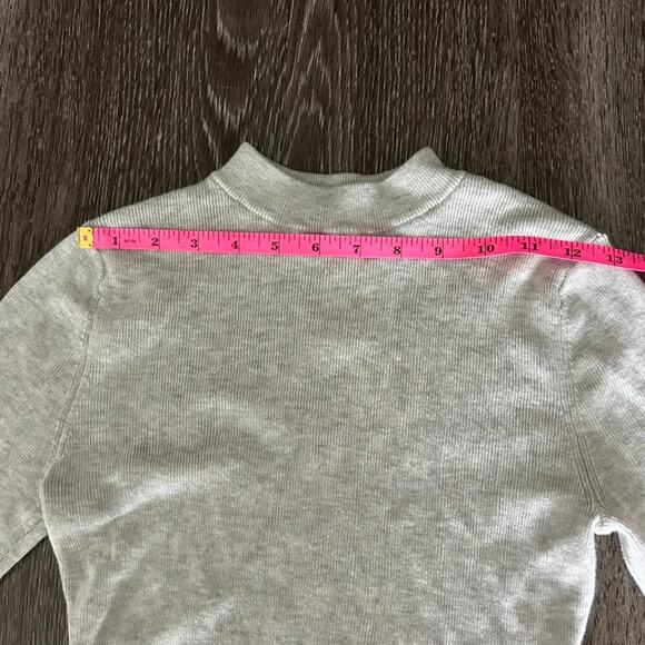 EUC ADAY Like A Glove Bodysuit High Neck Short Sleeve‎ Gray Merino Wool Size XS - Picture 12 of 16
